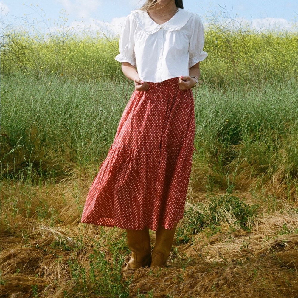 Rowan Tiered Skirt in Red